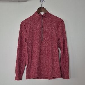 Lululemon Mens Surge Warm Half Zip Long Sleeve Red Space Dye Zip Pocket